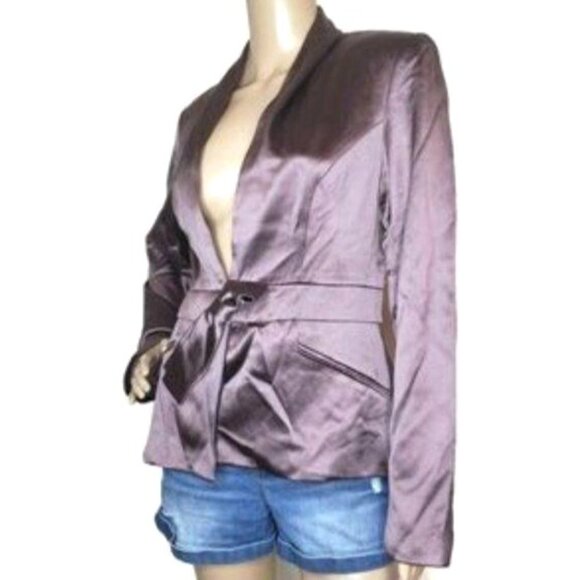 Kay Unger New York Silk Blazer jacket Size 8 Mauve lavender purple shiney sheen - Picture 2 of 12